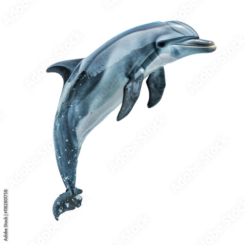 High-resolution image of a realistic dolphin illustration, perfect for marine life, nature, and aquatic-themed projects. photo