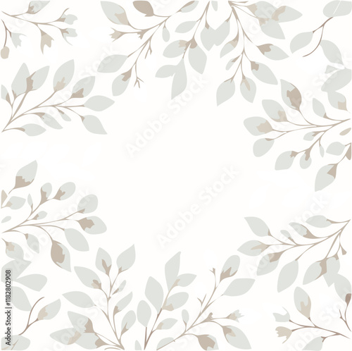 Wallpaper Mural  Watercolor leaves frame design vector wallpaper. Line leaf background, textured jungle print. Torontodigital.ca