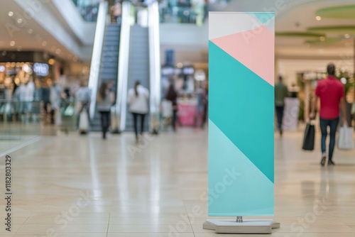 Wallpaper Mural  Trade show banner mockup in shopping mall with modern geometric design and blurred background for advertising Torontodigital.ca
