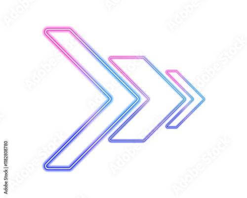 Arrow iridescent colors of pink and blue merge into gentle for your design of a casino, bar or club in PNG format. Retro sign with bright neon arrows in pink, blue, purple and blue.