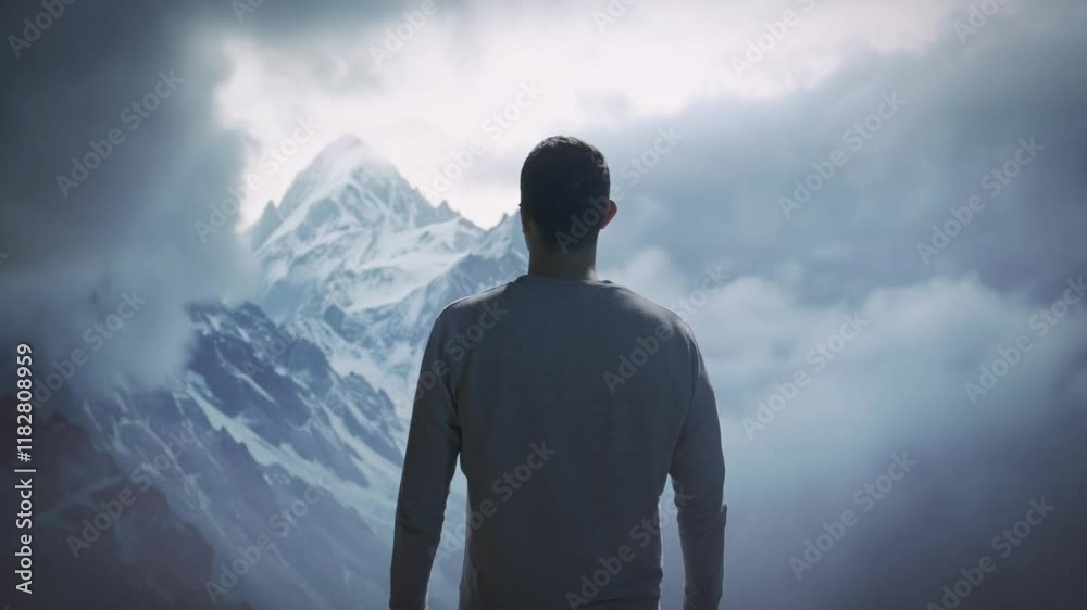 Silhouette Man Mountain Peak Adventure Exploring Nature Travel Meditation Peace Silhouette Man Mountain Peak Adventure Exploring Nature Travel Meditation Peace