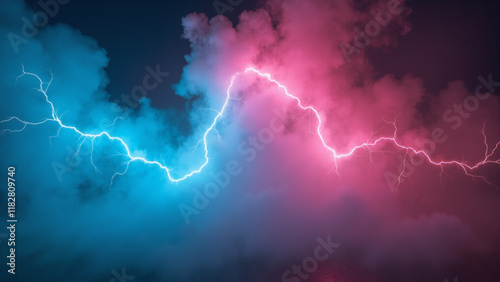 Abstract orange and blue neon background. Generative ai.