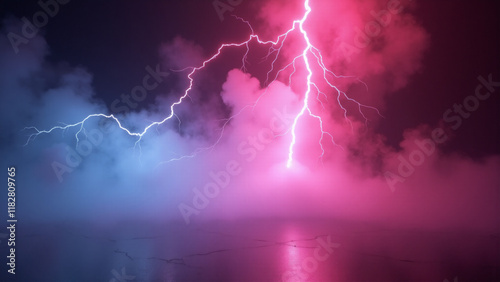 Abstract orange and blue neon background. Generative ai.