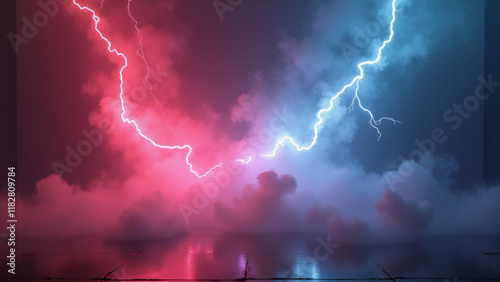 Abstract orange and blue neon background. Generative ai.