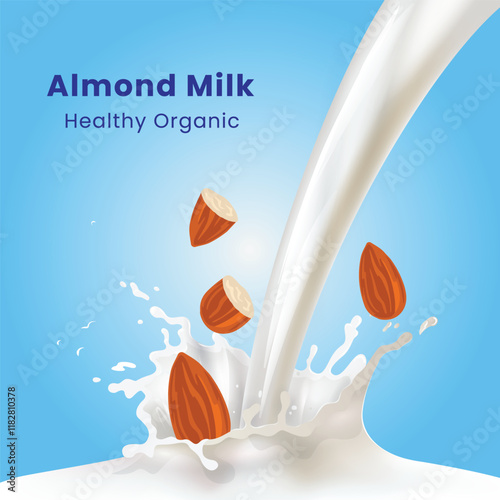 Vector Illustration Splash of Almond Milk
