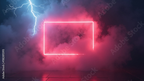 Abstract orange and blue neon background. Generative ai.