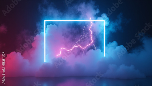 Abstract orange and blue neon background. Generative ai.