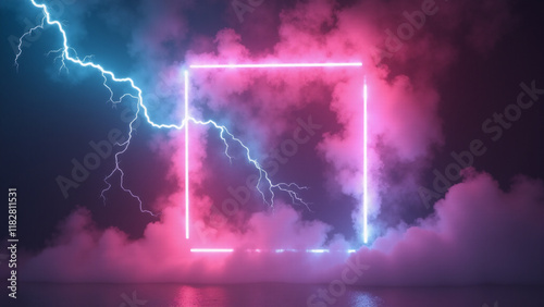 Abstract orange and blue neon background. Generative ai.