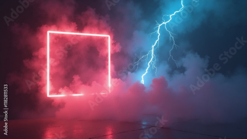 Abstract orange and blue neon background. Generative ai.