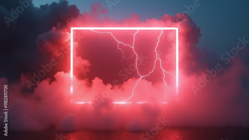 Abstract orange and blue neon background. Generative ai.