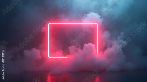 Abstract orange and blue neon background. Generative ai.