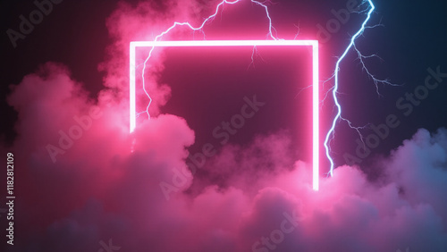 Abstract orange and blue neon background. Generative ai.