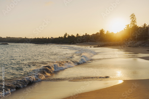 scenic sunset beach on tropical island  photo