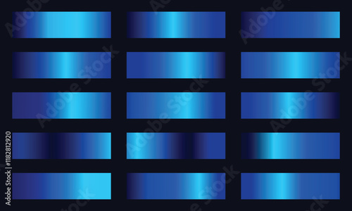 Set of Blue gradient metallic shiny design banner decoration. dark blue gradient texture background