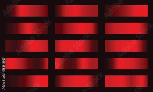 Set of red gradient metallic shiny design banner decoration. dark red gradient texture background