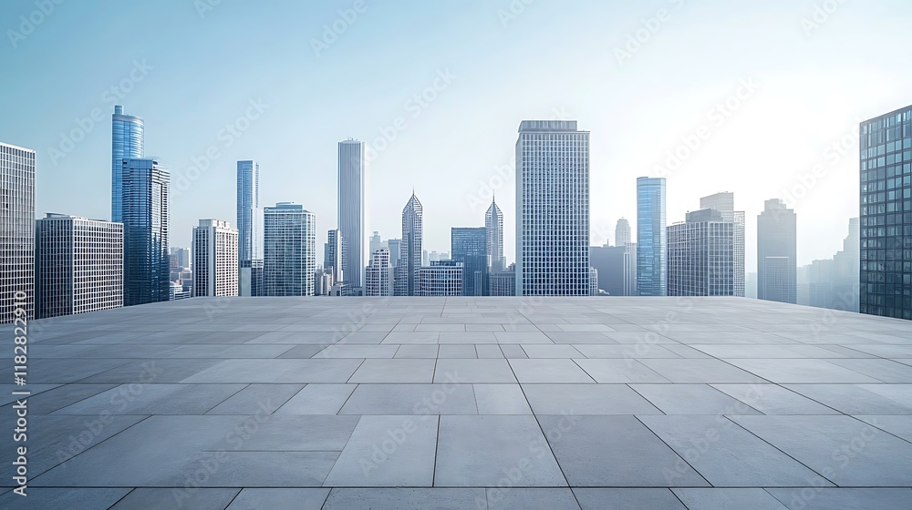 Modern City Skyline Viewed from an Elevated Platform Modern City Skyline Viewed from an Elevated Platform