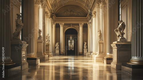 Grandiose Marble Hallway with Statues