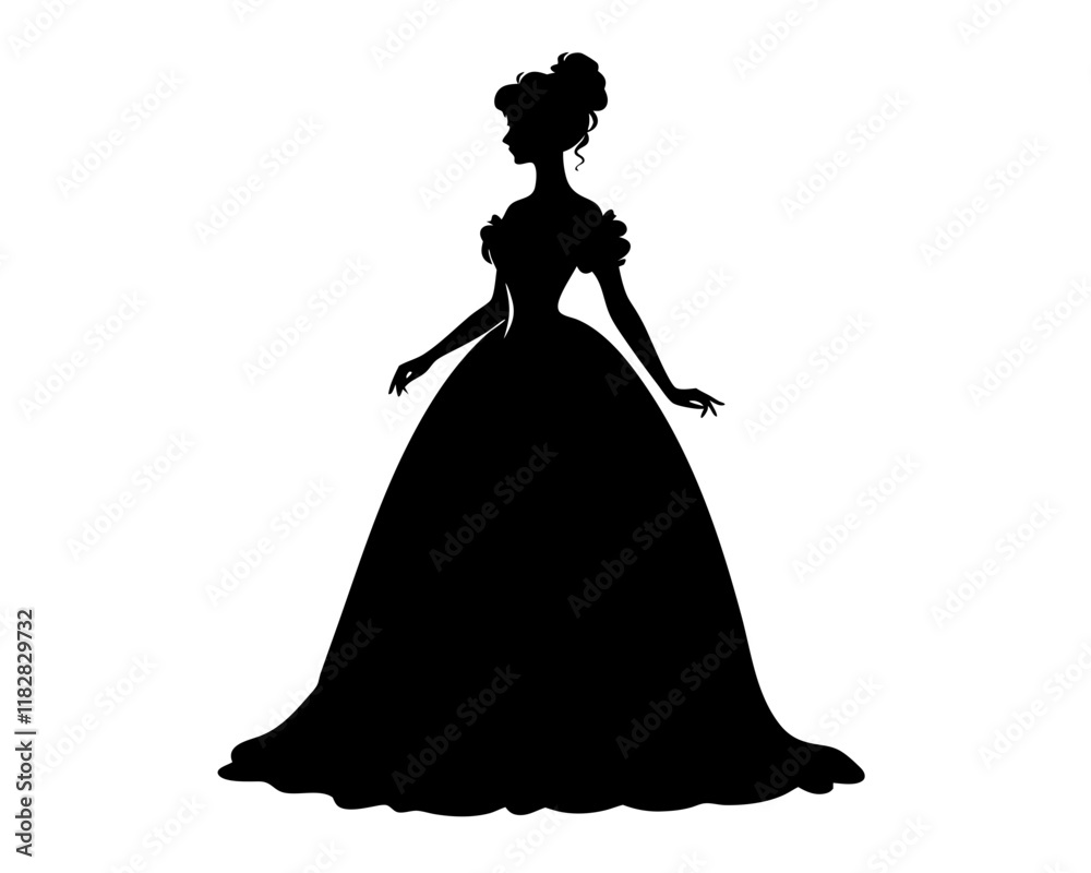 Victorian woman in gown. Clipart image Victorian woman in gown. Clipart image