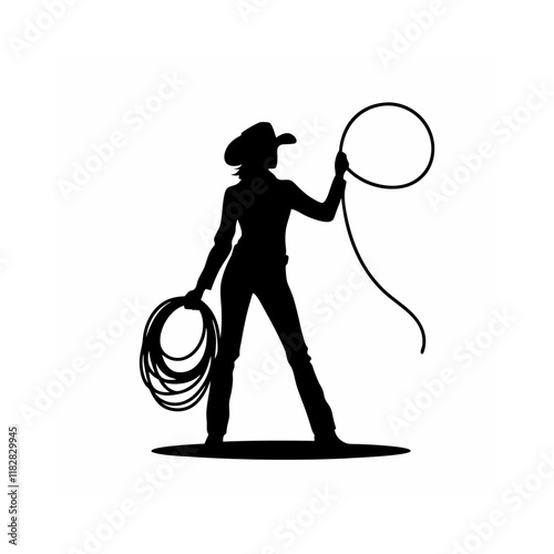 Lasso cowgirl. Clipart image