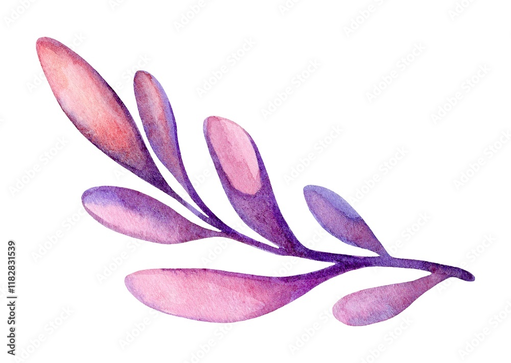 Naklejka premium Delicate watercolor illustration of a botanical branch with soft hues showcasing nature's beauty