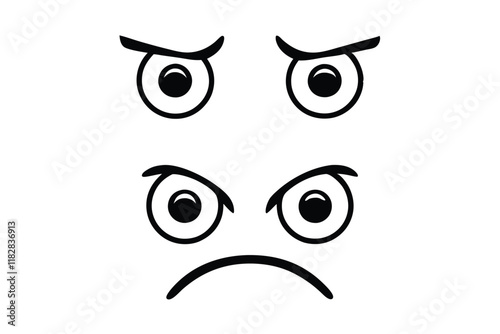 Sad emoji illustrations with frowning faces and expressive downcast eyes, perfect for conveying sadness or disappointment