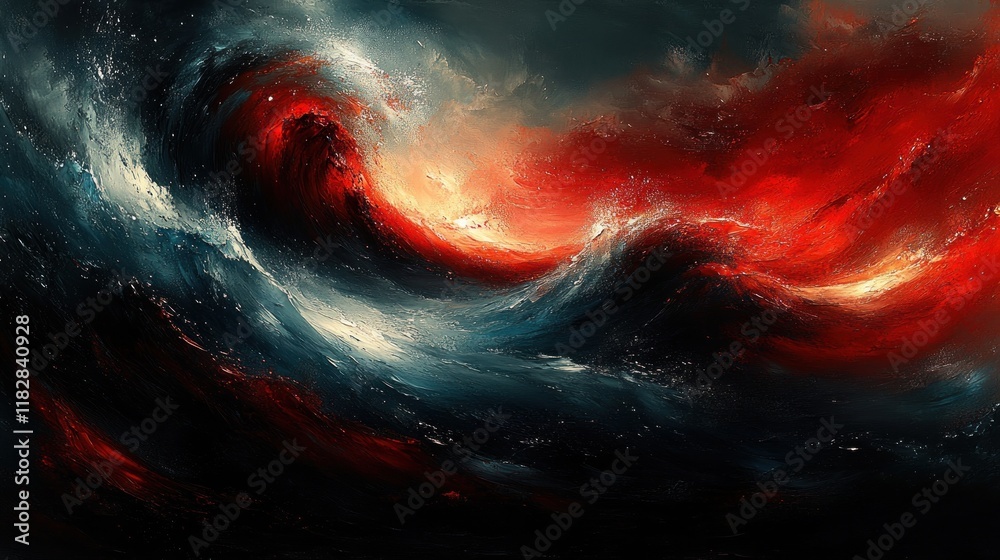 Fototapeta premium Flowing American Flag Abstract Oil Painting Dramatic Light and Texture for Fourth of July Celebrations
