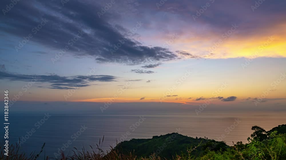 High quality 4K Time lapse of Majestic sunset or sunrise landscape Amazing light of nature cloudscape sky and Clouds moving away rolling 4k colorful sunset light dramatic clouds,Footage sky timelapse