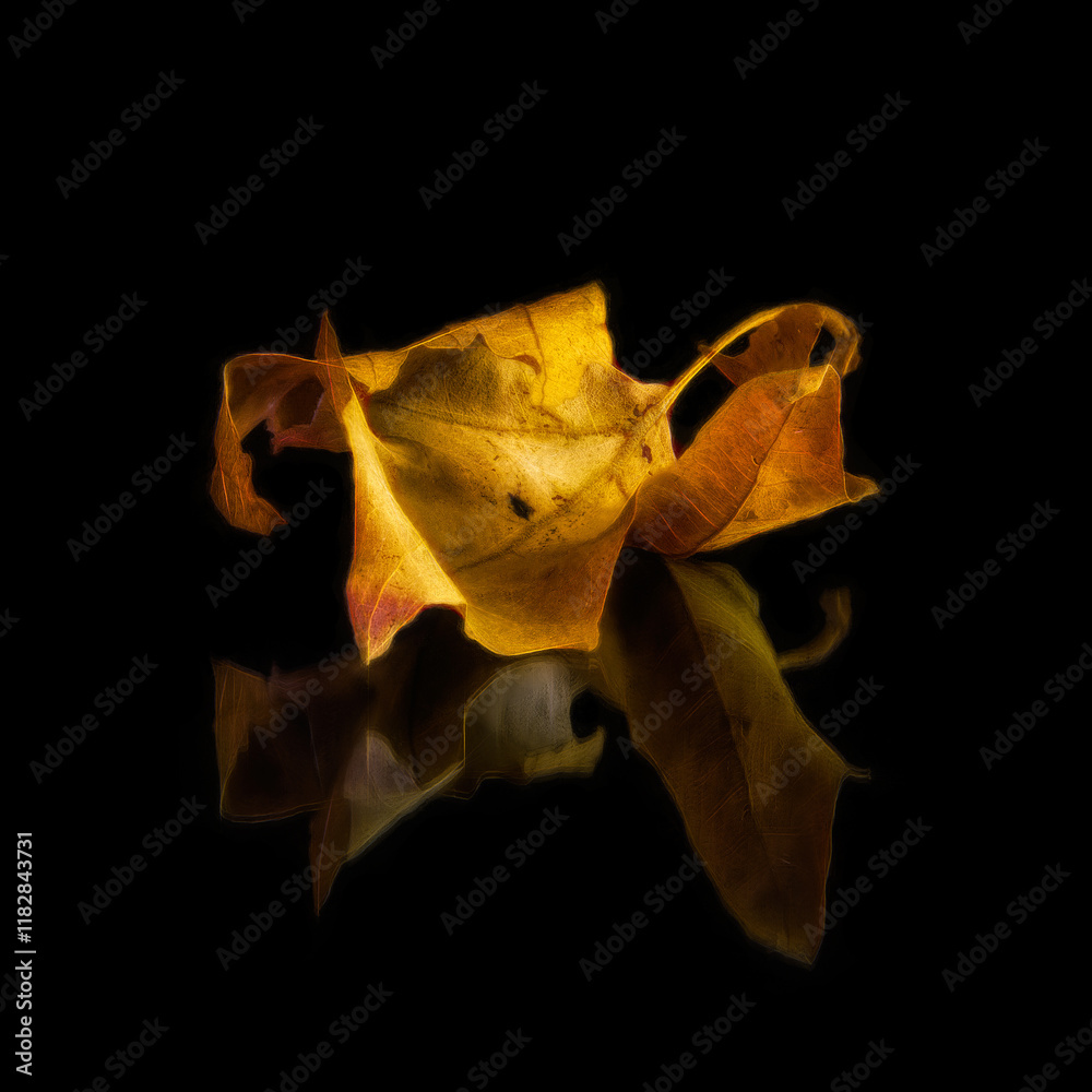 Naklejka premium leaf on mirror impressionist art