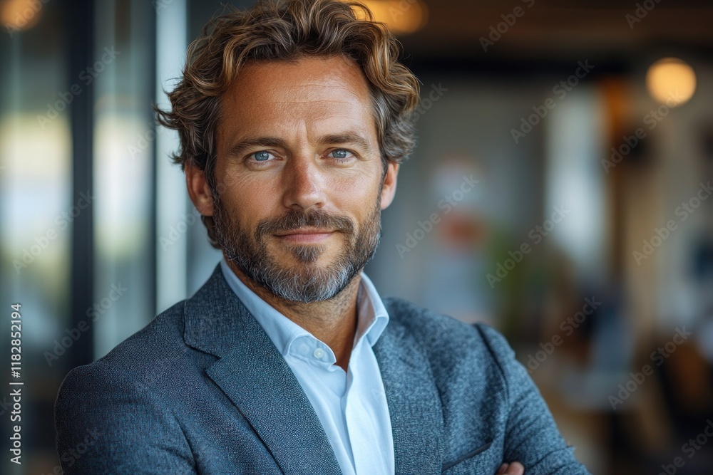 Obraz premium portrait of confident successful businessman smiling in modern office