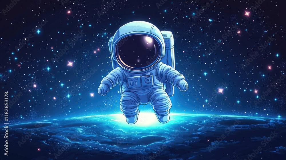 Astronaut Floating Above Earth In Space