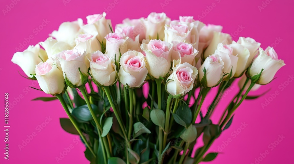 A delicate vase holds a stunning bouquet of pure white roses, symbolizing love and purity, ready to brighten any Valentine's Day celebration. A delicate vase holds a stunning bouquet of pure white roses, symbolizing love and purity, ready to brighten any Valentine's Day celebration.