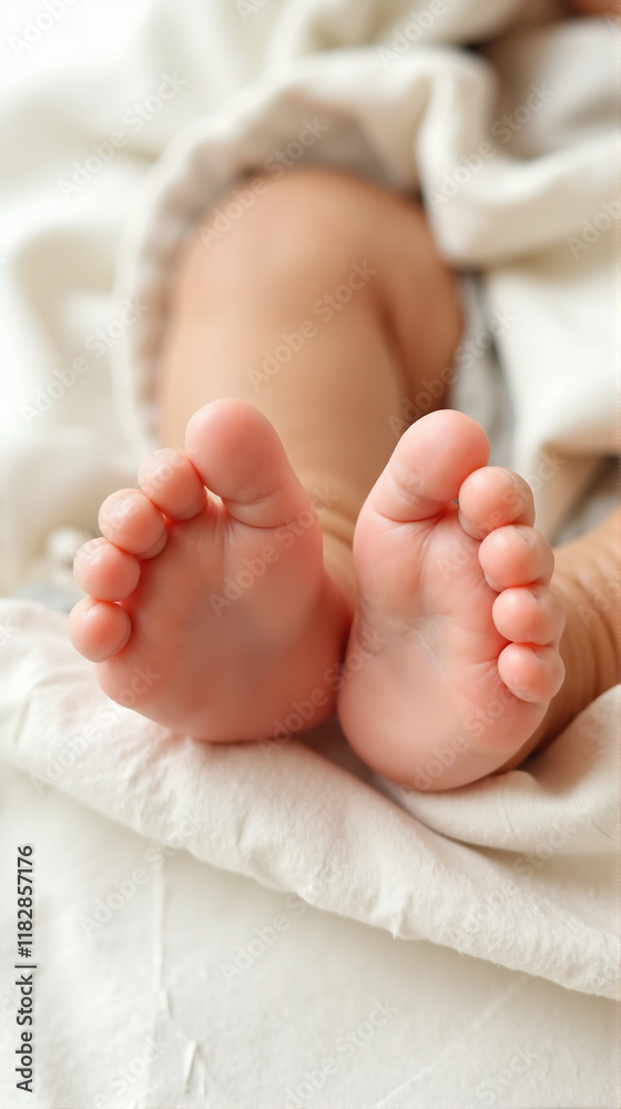 Mobile vertical wallpaper, a close-up of a baby’s tiny toes and feet resting on a soft blanket, mobile portrait background Mobile vertical wallpaper, a close-up of a baby’s tiny toes and feet resting on a soft blanket, mobile portrait background