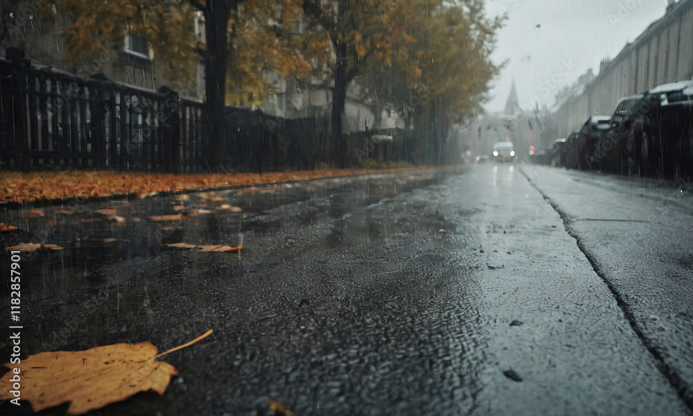 Obraz premium Sketches on the theme of autumn mood, Gloomy rainy autumn