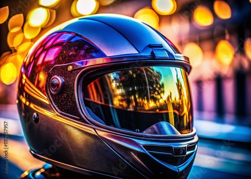 Extreme Close-up of a Matte Black Motorcycle Helmet Surface Texture photo