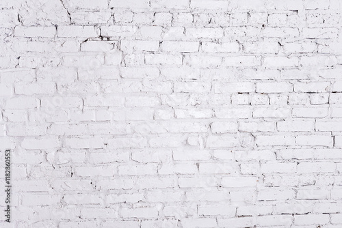 Painted bright white brick wall texture background photo