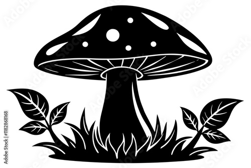 mushroom silhouette vector illustration white background