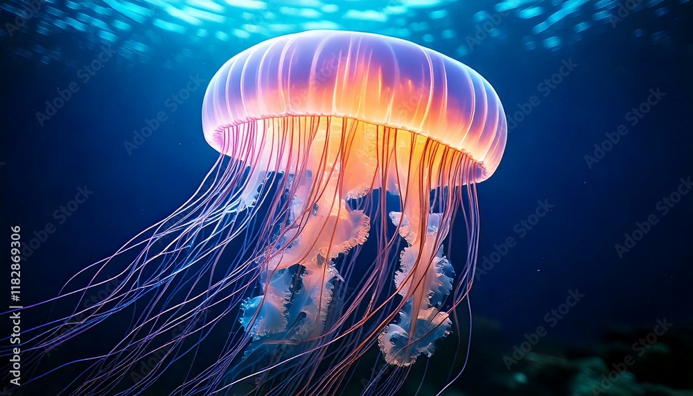 jellyfish with softly glowing tentacles jellyfish with softly glowing tentacles