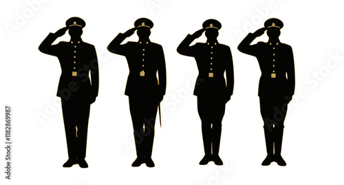 vector set of Military man salute silhouette
