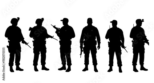 vector set of vector policeman silhouette