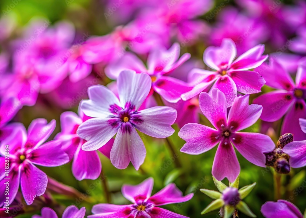 Close-up garden beauty: moss phlox's vivid colors and intricate details, captured in exquisite macro shots. Close-up garden beauty: moss phlox's vivid colors and intricate details, captured in exquisite macro shots.
