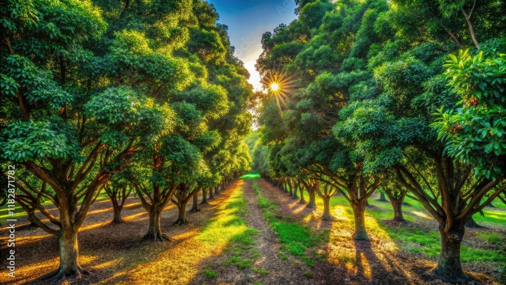Dense macadamia tree canopy, ripe for harvest, showcased in stunning architectural photography. Dense macadamia tree canopy, ripe for harvest, showcased in stunning architectural photography.