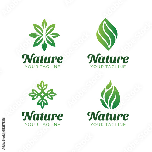Logo template od organic fertilizers with green leaf logo design for business product, nature reserves, greening, go green, agriculture, ecology, environment, farming