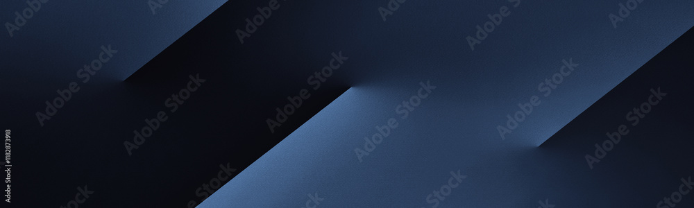 Black dark blue silver white modern abstract background. Geometric shape. Line stripe angle 3d shadow. Gradient. Metal metallic. Brushed matte. Business technology. Wide banner. Panoramic. Minimal.