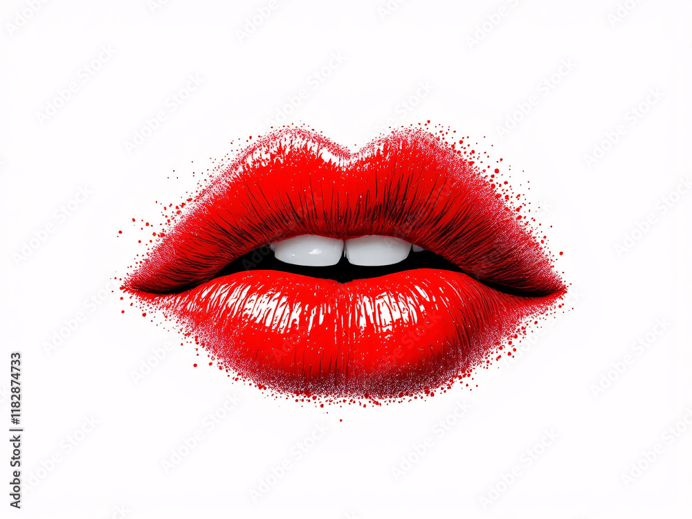 Close-up of glossy red lips with vibrant lipstick, exuding sensual beauty. Close-up of glossy red lips with vibrant lipstick, exuding sensual beauty.
