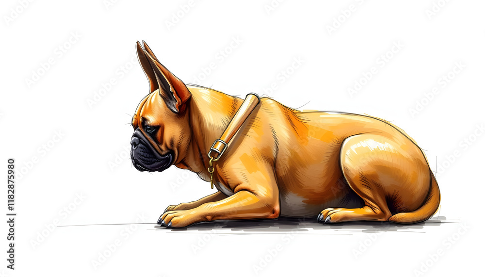 Obraz premium bouledogue 5, color sketch. isolated with white highlights
