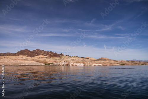 Rock formations along Lake Mead, National Recreation Area photo