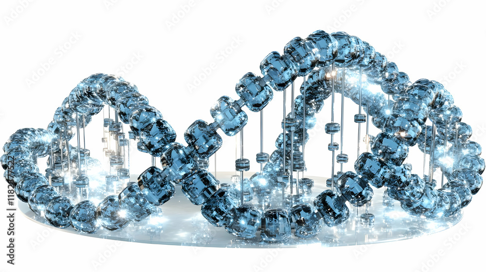 3D Glass DNA Structure Model Rotating on a Platform Gently 3D Glass DNA Structure Model Rotating on a Platform Gently