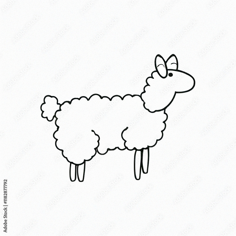 Fototapeta premium Minimalist Sheep Illustration in Black and White