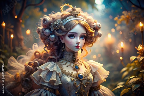 Surreal artistry captures elegant ball-jointed dolls; intricate details define their otherworldly poses. photo