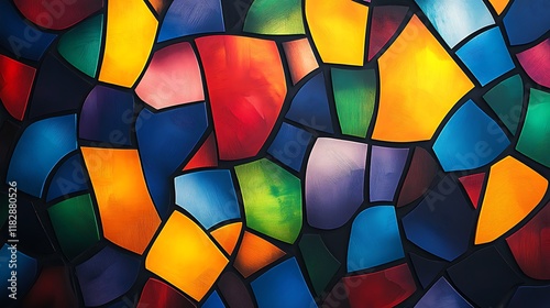 Abstract Colorful Mosaic: A Vibrant Display of Geometric Shapes and Hues